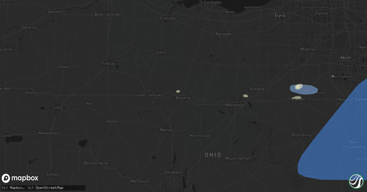 Hail map in Bucyrus, OH on June 14, 2026