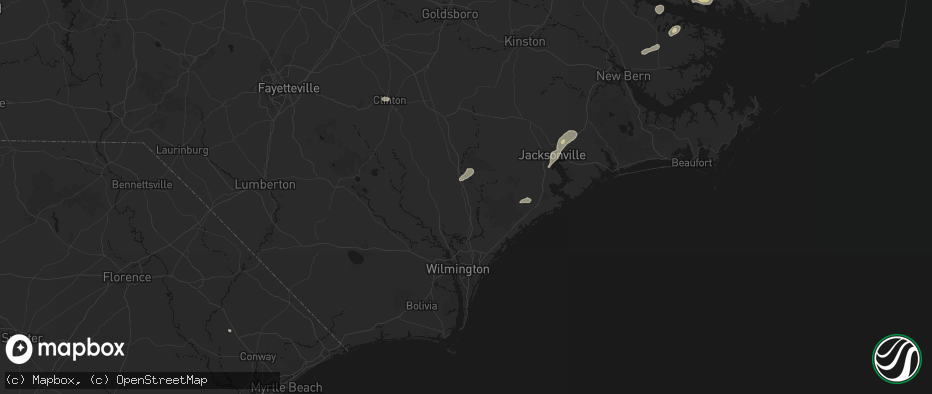 Hail map in Burgaw, NC on June 14, 2026