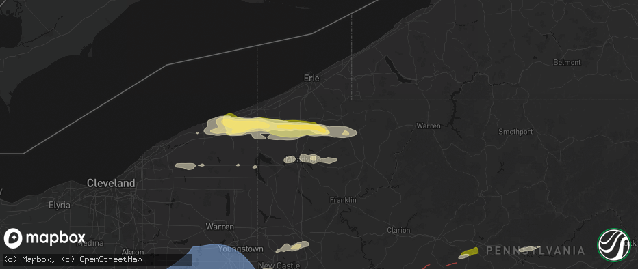 Hail map in Cambridge Springs, PA on June 14, 2026