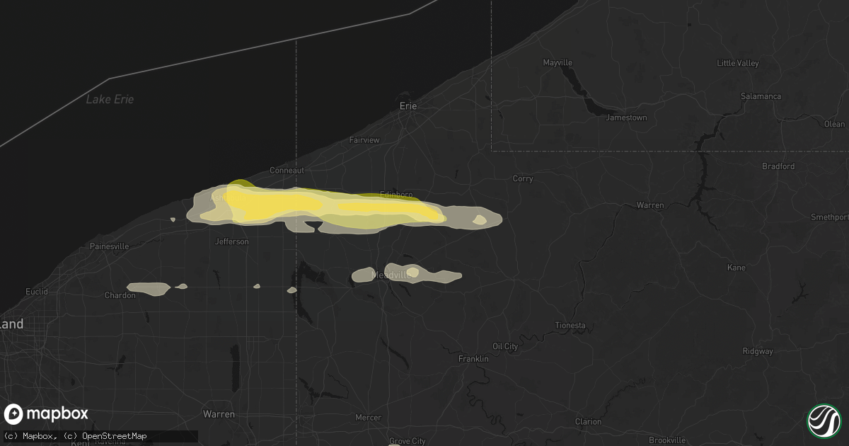 Hail map in Cambridge Springs, PA on June 14, 2026