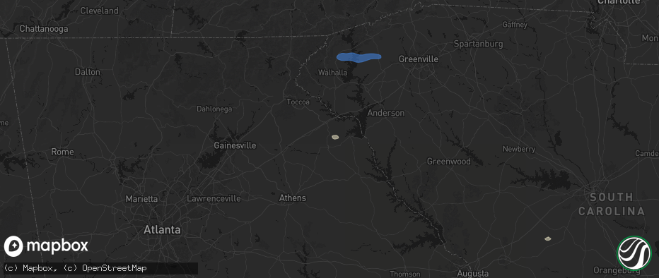 Hail map in Canon, GA on June 14, 2026