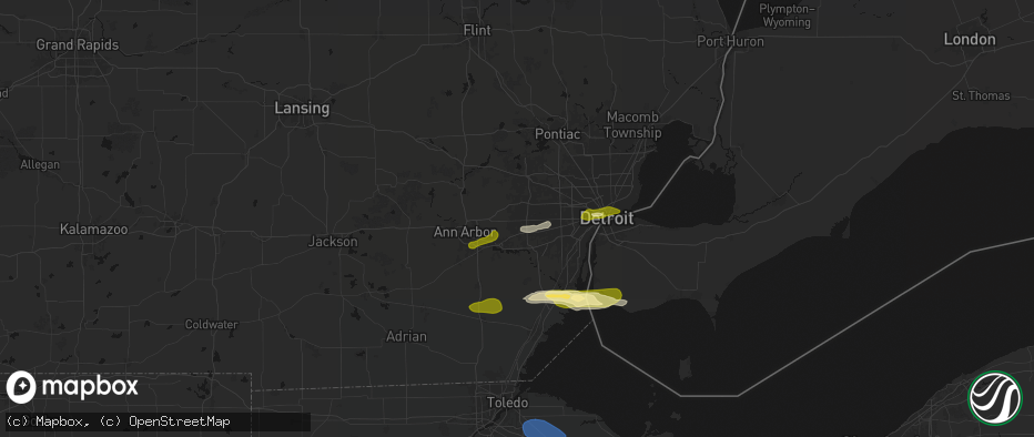 Hail map in Canton, MI on June 14, 2026