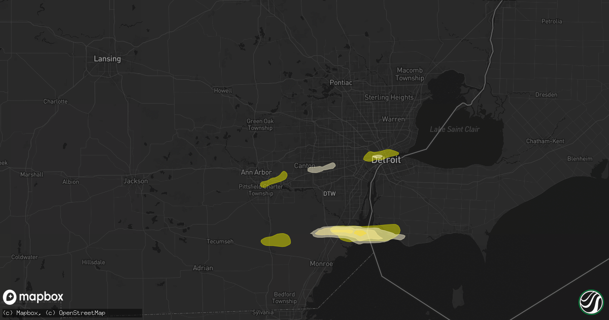 Hail map in Canton, MI on June 14, 2026