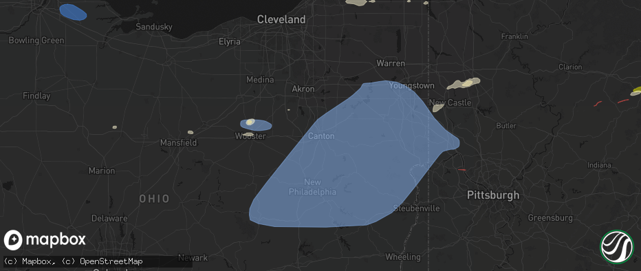 Hail map in Canton, OH on June 14, 2026