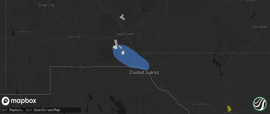 Hail map in Canutillo, TX on June 14, 2026