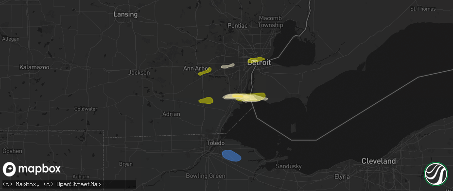 Hail map in Carleton, MI on June 14, 2026