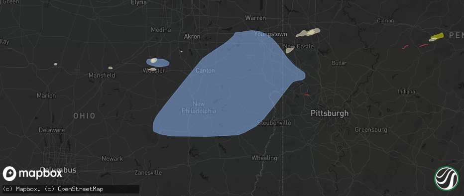 Hail map in Carrollton, OH on June 14, 2026
