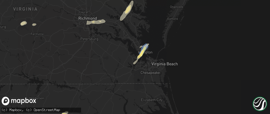 Hail map in Carrollton, VA on June 14, 2026