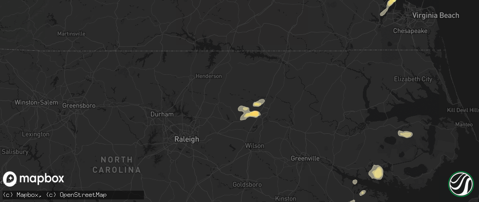 Hail map in Castalia, NC on June 14, 2026
