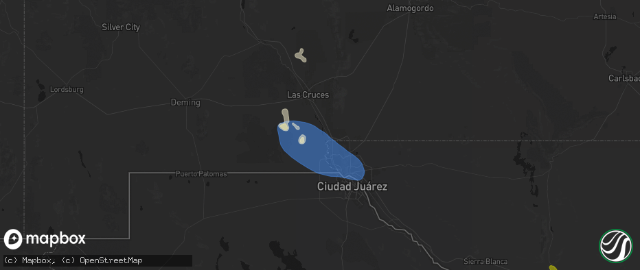 Hail map in Chamberino, NM on June 14, 2026