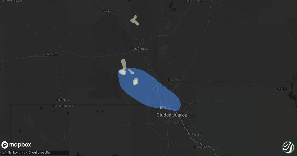 Hail map in Chamberino, NM on June 14, 2026