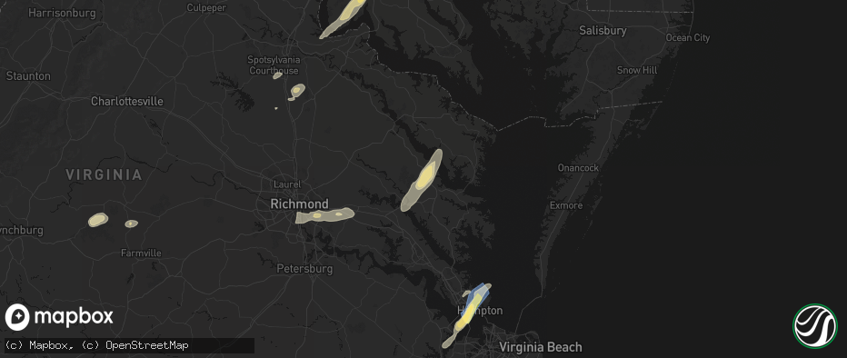 Hail map in Church View, VA on June 14, 2026