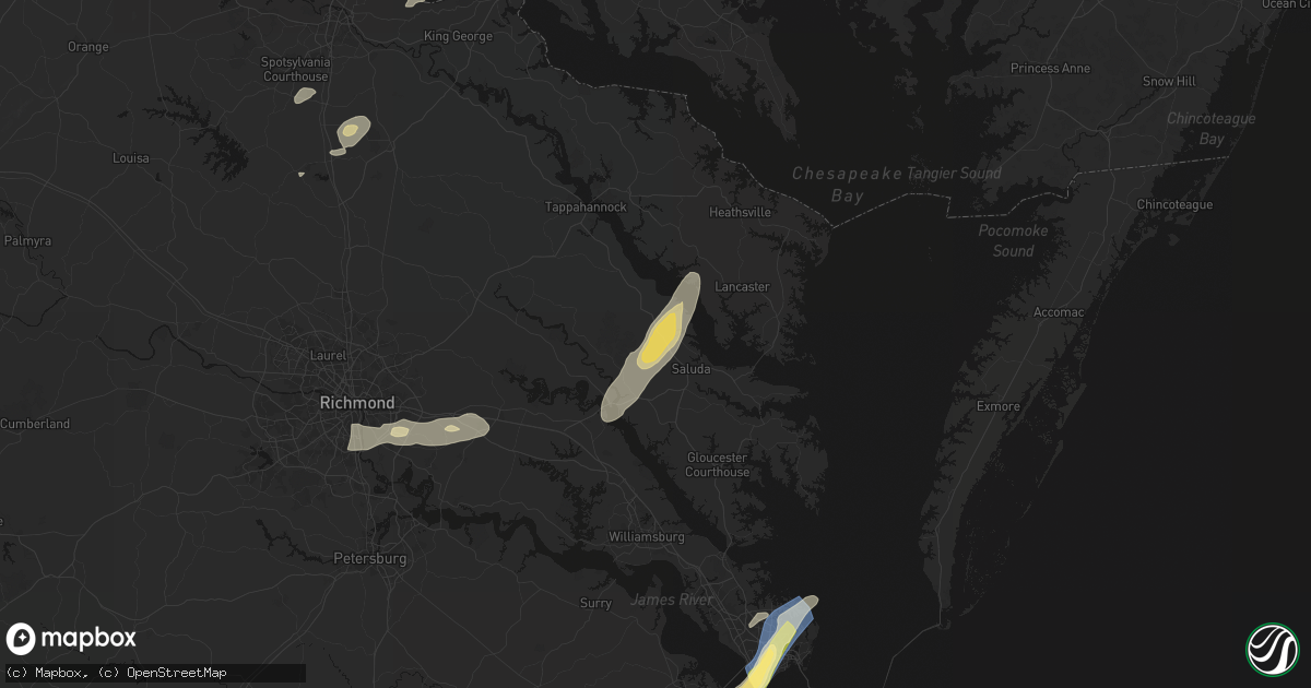 Hail map in Church View, VA on June 14, 2026