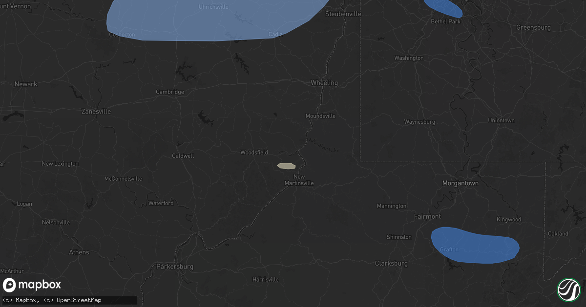 Hail map in Clarington, OH on June 14, 2026