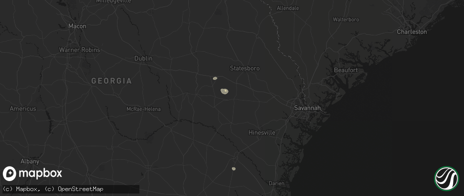 Hail map in Claxton, GA on June 14, 2026