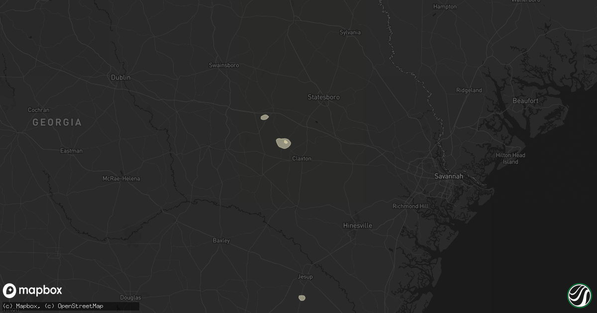 Hail map in Claxton, GA on June 14, 2026