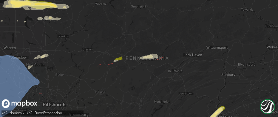 Hail map in Clearfield, PA on June 14, 2026