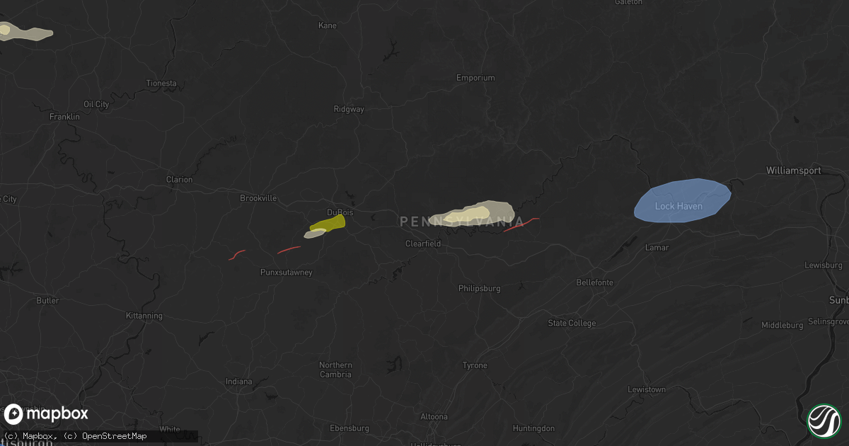 Hail map in Clearfield, PA on June 14, 2026