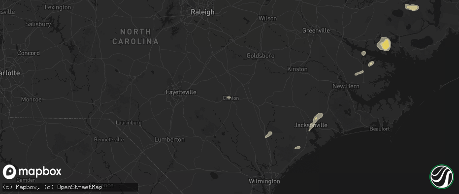 Hail map in Clinton, NC on June 14, 2026