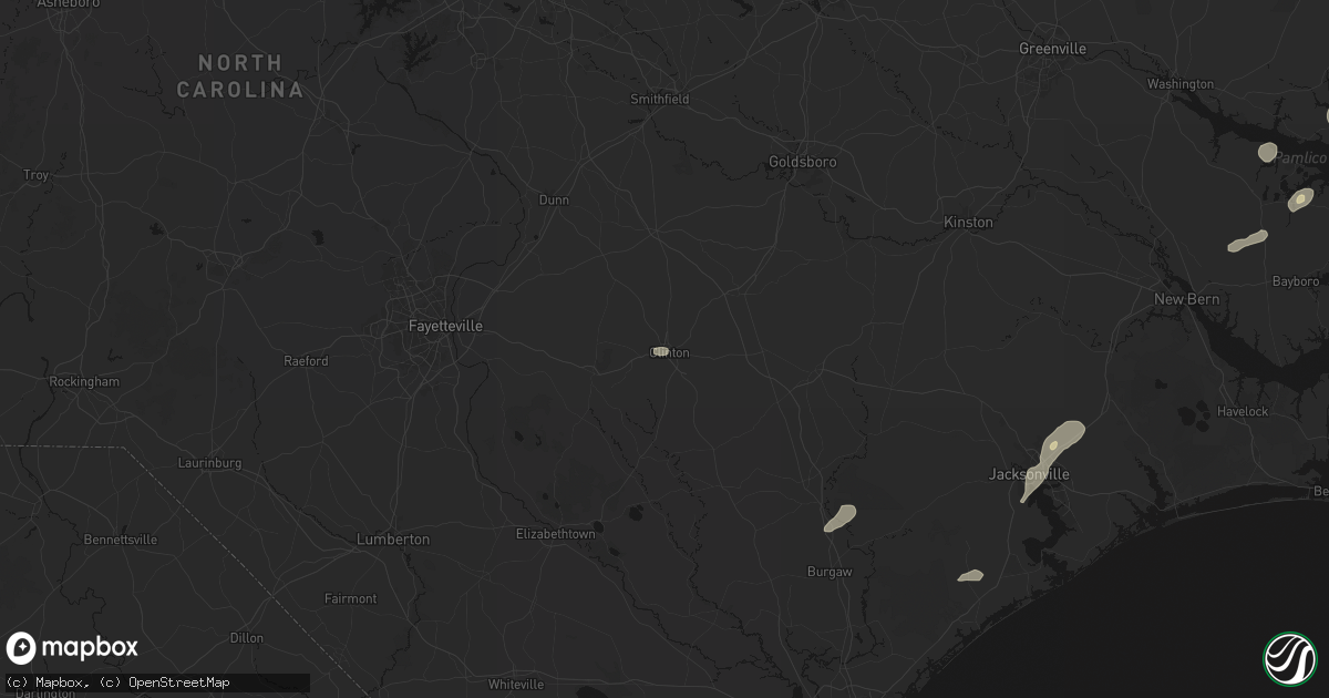 Hail map in Clinton, NC on June 14, 2026