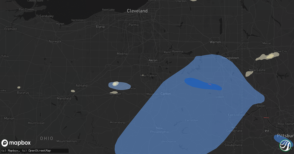 Hail map in Clinton, OH on June 14, 2026