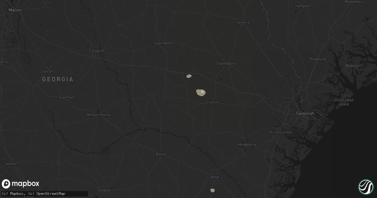 Hail map in Collins, GA on June 14, 2026