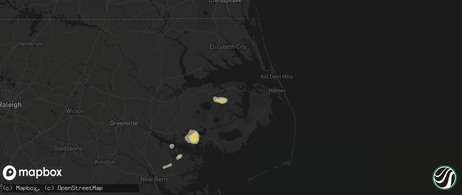 Hail map in Columbia, NC on June 14, 2026