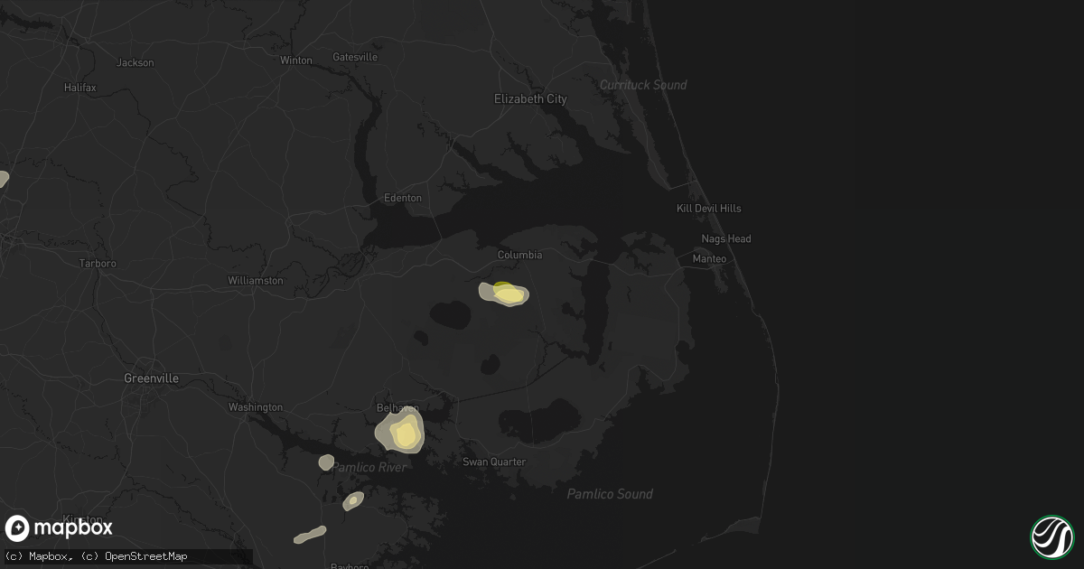 Hail map in Columbia, NC on June 14, 2026