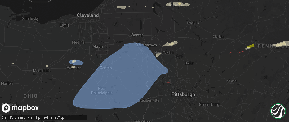 Hail map in Columbiana, OH on June 14, 2026