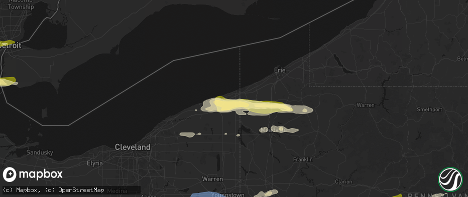 Hail map in Conneaut, OH on June 14, 2026