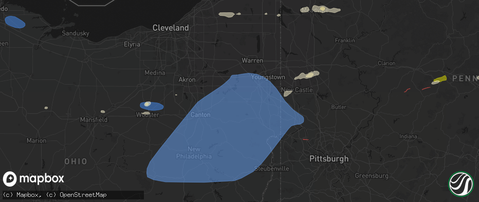 Hail map in Damascus, OH on June 14, 2026