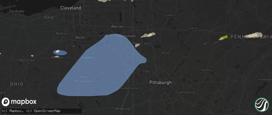 Hail map in Darlington, PA on June 14, 2026