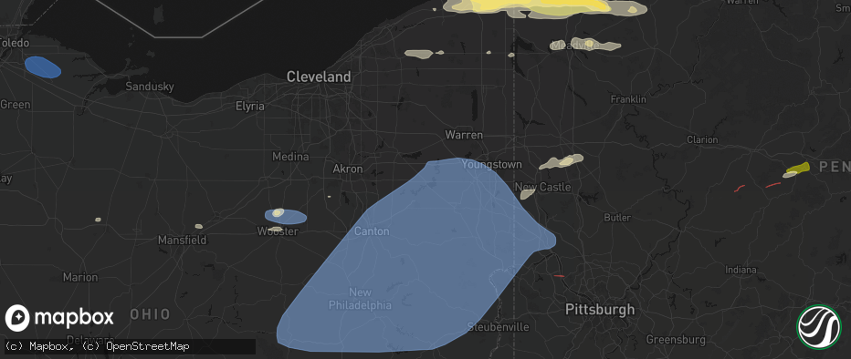 Hail map in Deerfield, OH on June 14, 2026