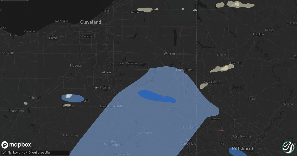 Hail map in Deerfield, OH on June 14, 2026