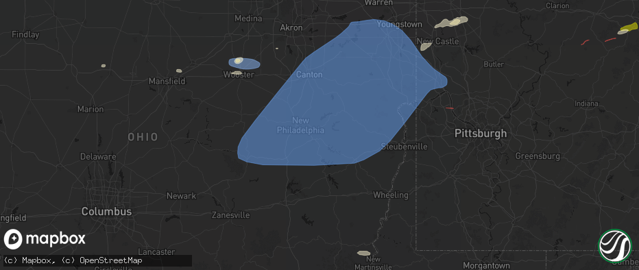 Hail map in Dennison, OH on June 14, 2026
