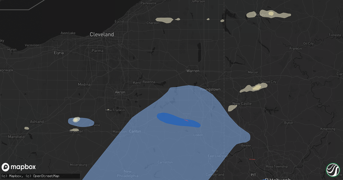 Hail map in Diamond, OH on June 14, 2026
