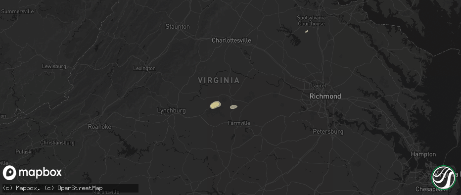 Hail map in Dillwyn, VA on June 14, 2026