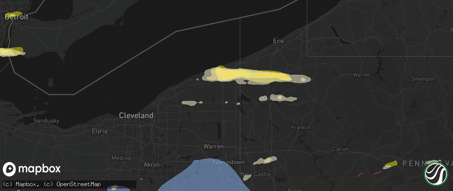 Hail map in Dorset, OH on June 14, 2026