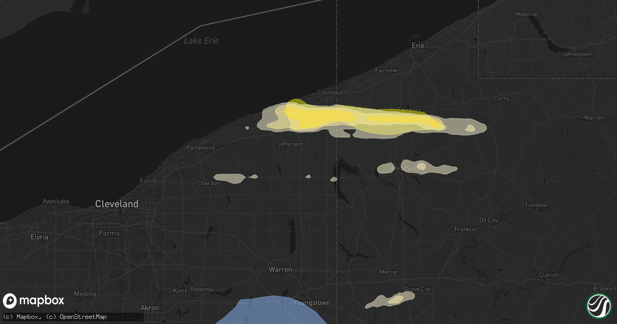 Hail map in Dorset, OH on June 14, 2026