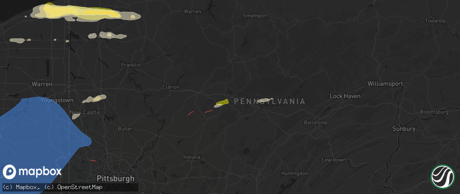 Hail map in Du Bois, PA on June 14, 2026