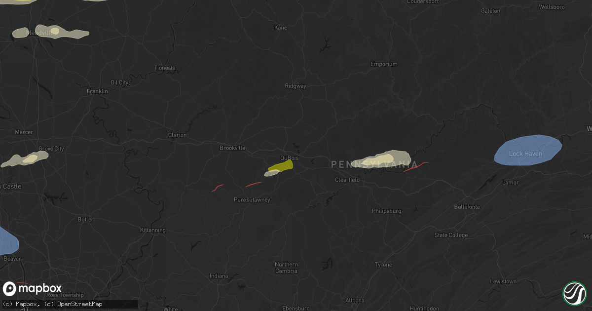 Hail map in Du Bois, PA on June 14, 2026