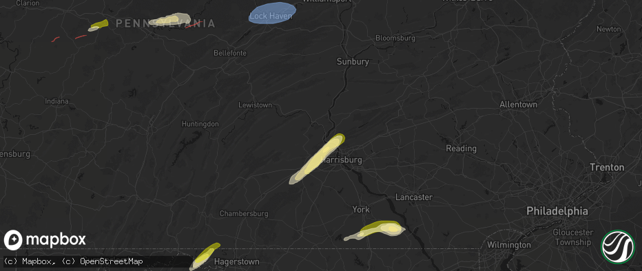 Hail map in Duncannon, PA on June 14, 2026