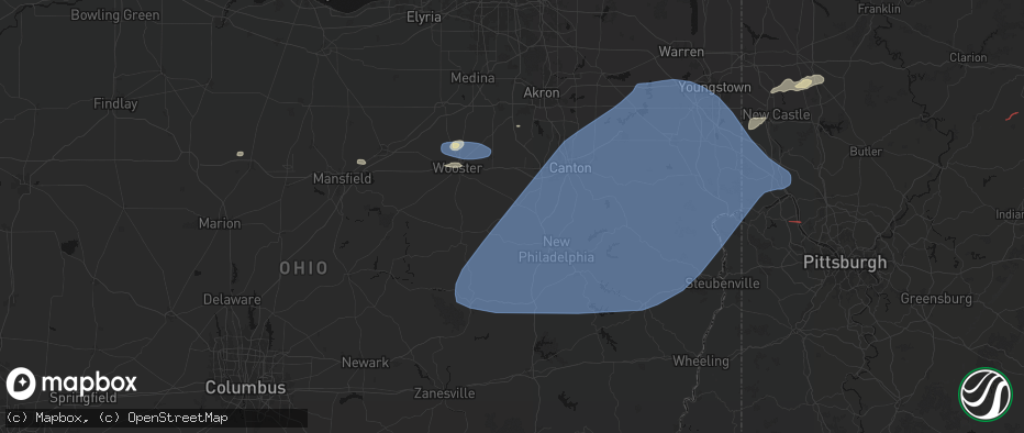 Hail map in Dundee, OH on June 14, 2026
