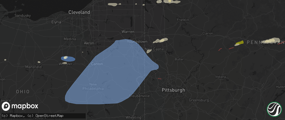 Hail map in East Palestine, OH on June 14, 2026