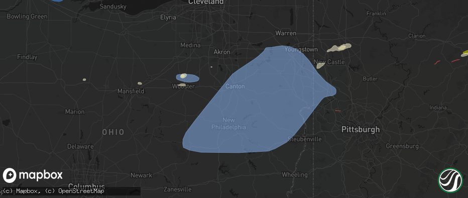 Hail map in East Sparta, OH on June 14, 2026