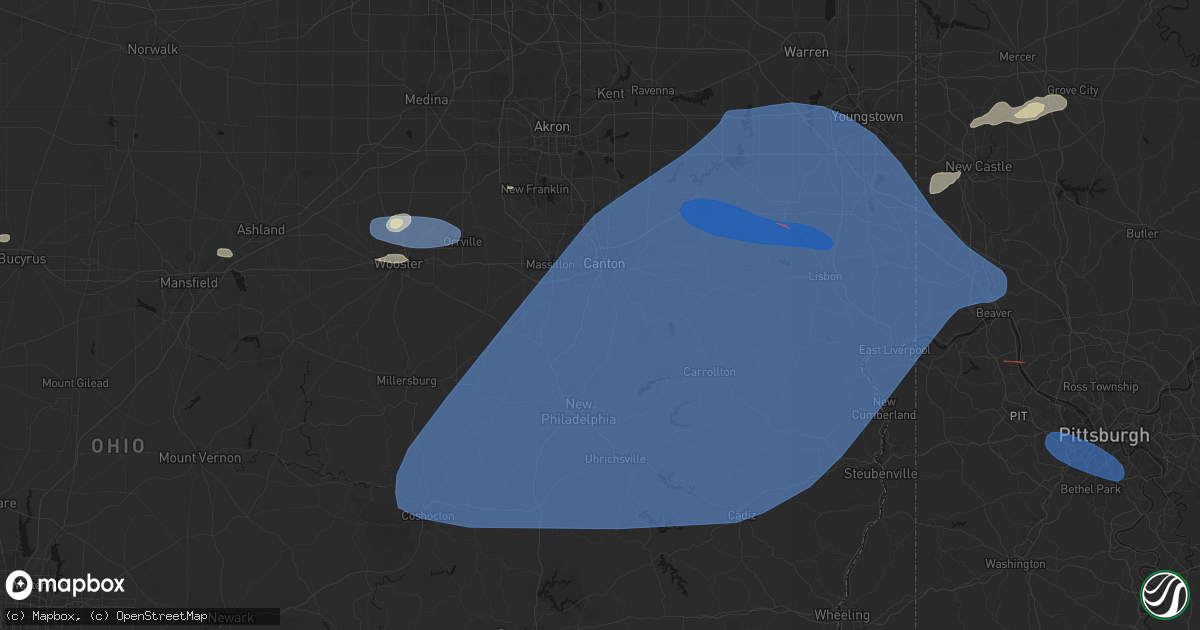 Hail map in East Sparta, OH on June 14, 2026