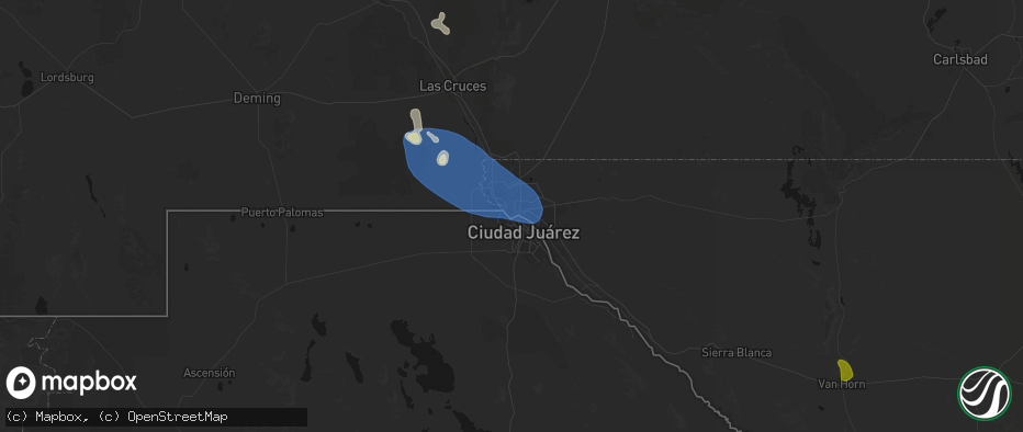 Hail map in El Paso, TX on June 14, 2026