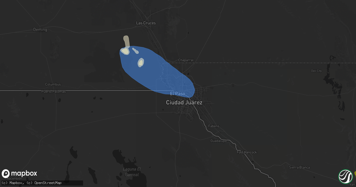 Hail map in El Paso, TX on June 14, 2026