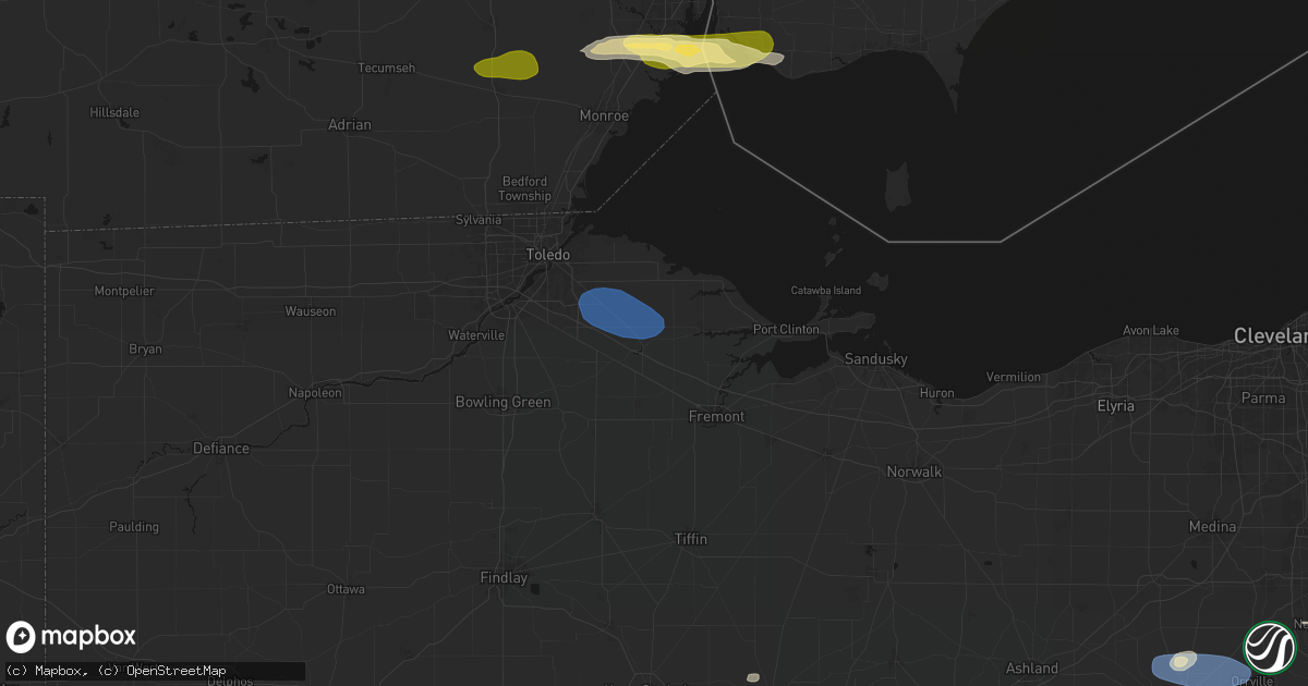 Hail map in Elmore, OH on June 14, 2026