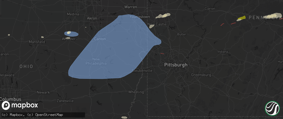 Hail map in Empire, OH on June 14, 2026